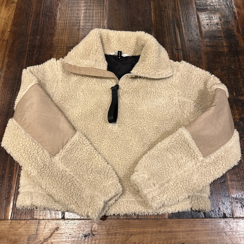 RAINS‎ sherpa fleece hybrid jacket in Beige Size Medium